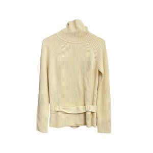 VNT Oscar De la Renta Turtleneck Ribbed Belted SweaterLarge 100% Merino Wool